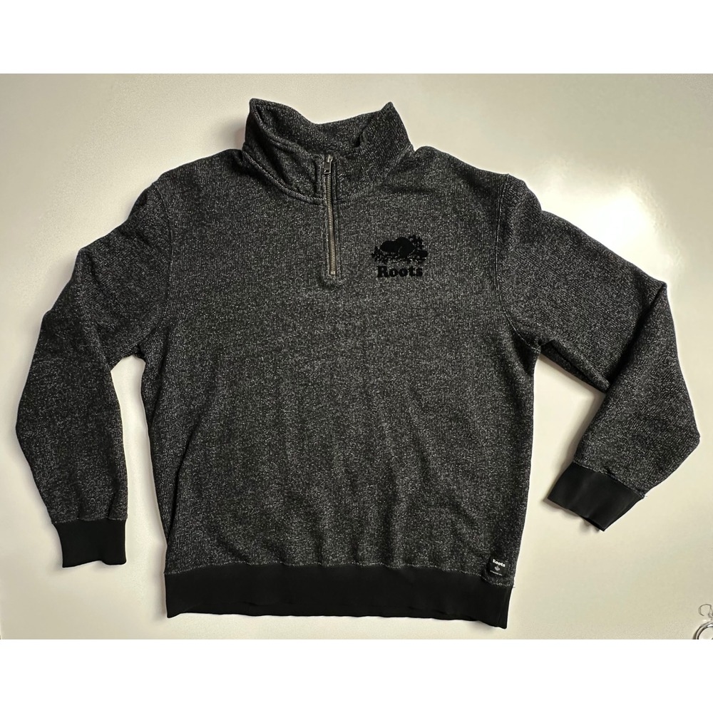 Roots Salt and Pepper Quarter Zip Sweatshirt Charcoal Gray Mens XXL Pullover